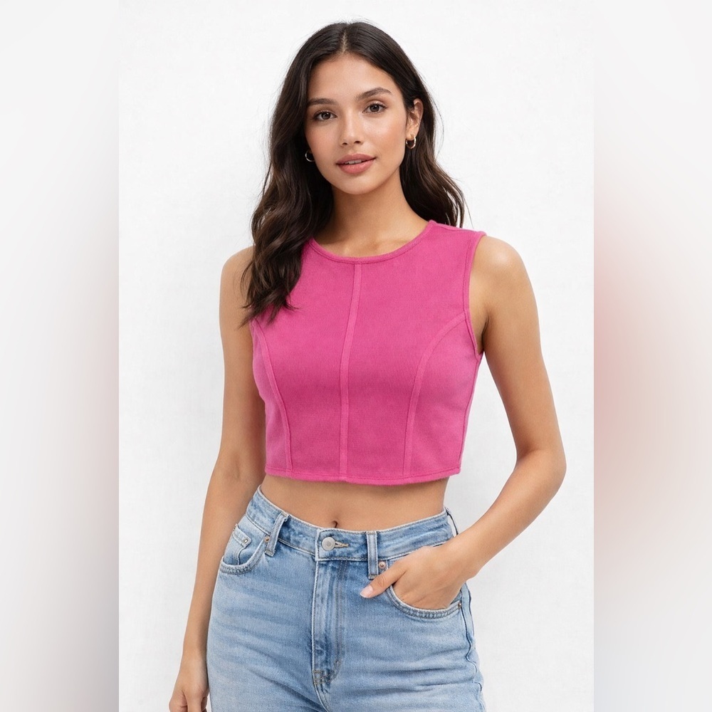 House of Harlow 1960 Ribbed Crop Top Pink